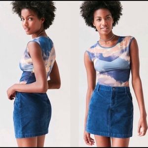 Urban Outfitters BDG Blue Corduroy Mini Skirt